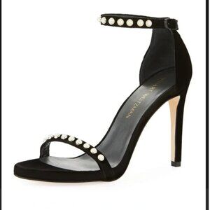 Stuart Weitzman Nudistpearls Suede High-Heel Sandals Size 9 EUC
